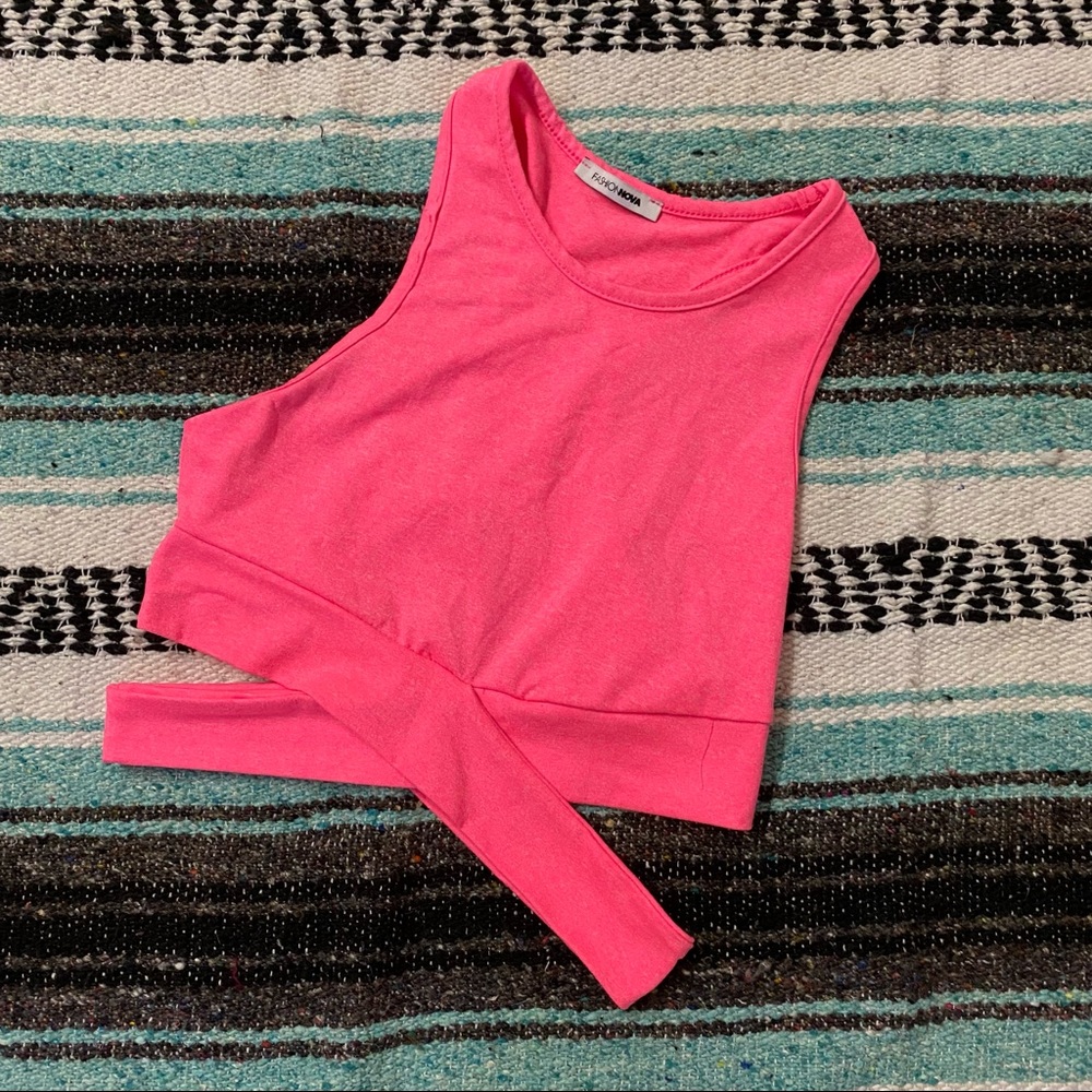 Hot pink summer tank with cross cross detail